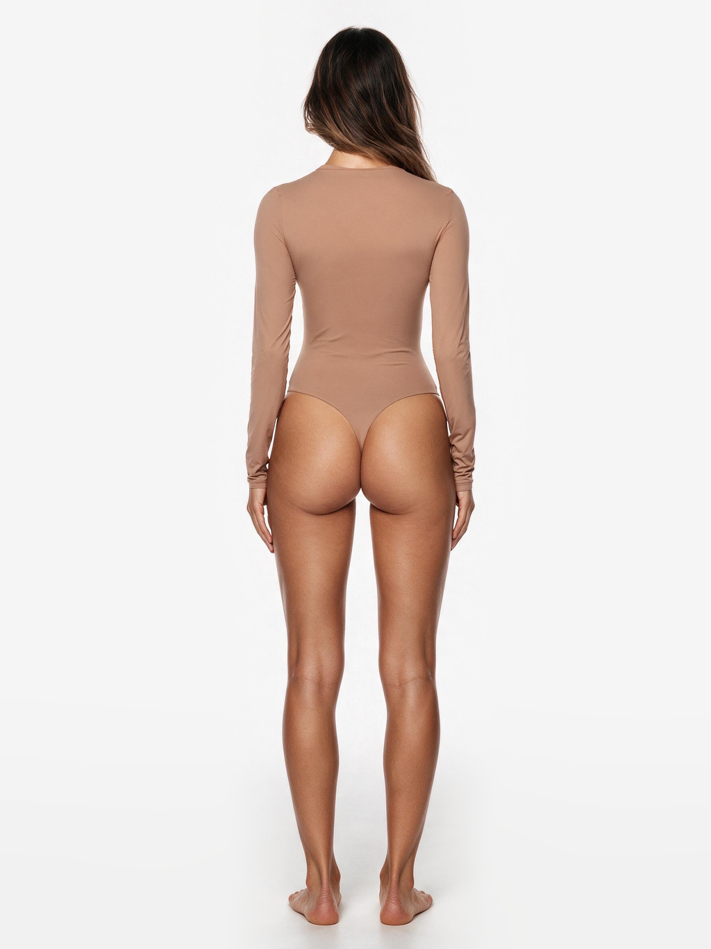 Second Skin Long Sleeve Crew-Neck Bodysuit Nude